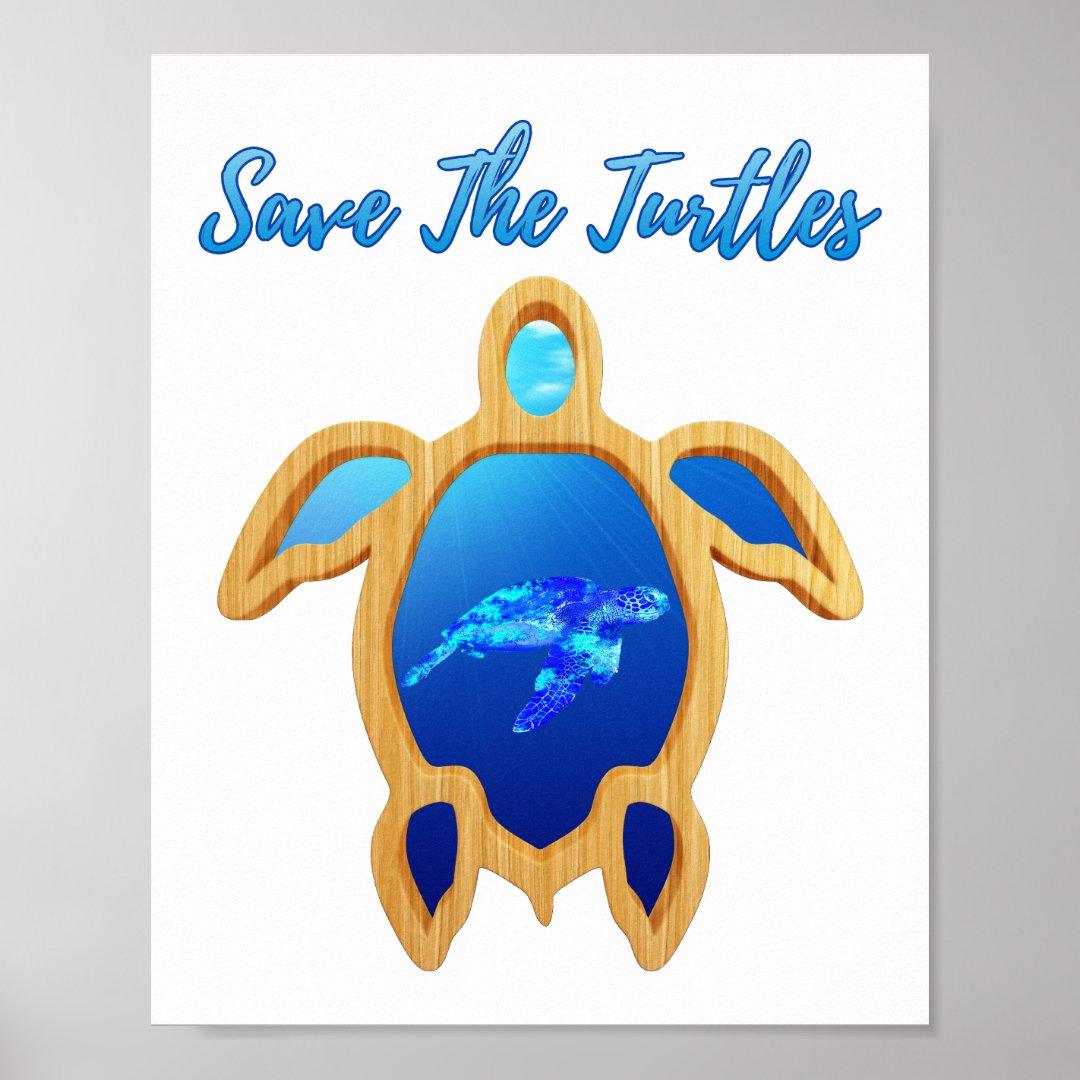 Save The Turtles Poster Zazzle