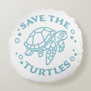 Save the turtles round pillow
