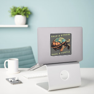 SAVE THE TURTLES SKIP A STRAW SAVE A TURTLE STICKER