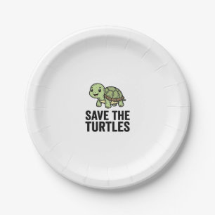 Save The Turtles Vintage Turtle Conservation Shirt Paper Plates