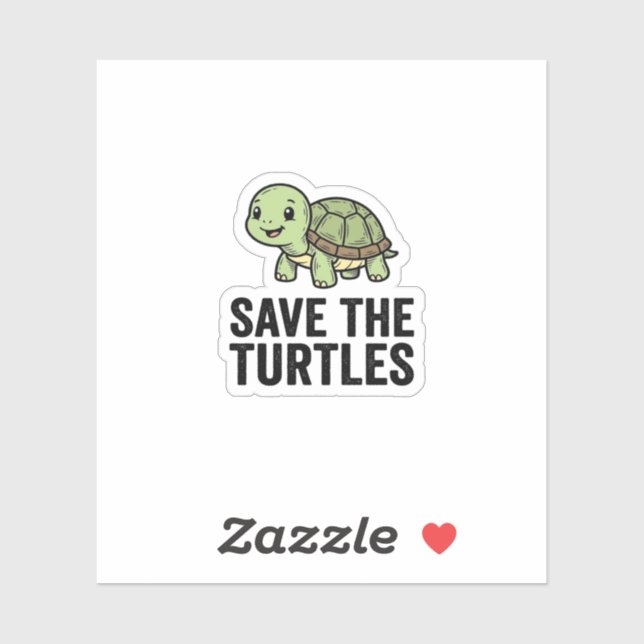 Save The Turtles Vintage Turtle Conservation Shirt Sticker (Sheet)