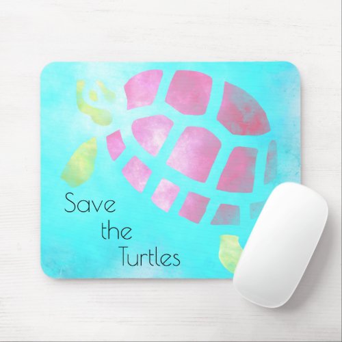 Save the Turtles Watercolor Mouse Pad