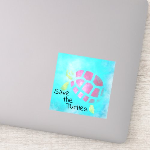 Save the Turtles Watercolor Sticker