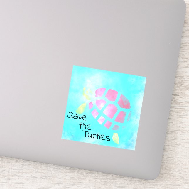 Save the Turtles Watercolor Sticker (Detail)