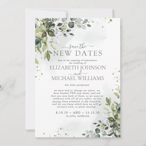 Save the TWO New Dates Wedding Postponement Save The Date
