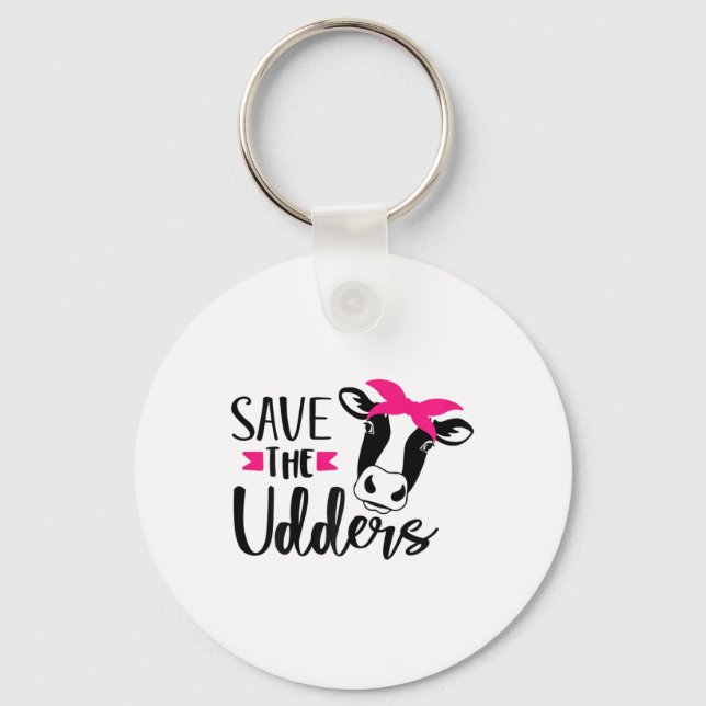Save The Udders Breast Cancer Awareness  Keychain (Front)