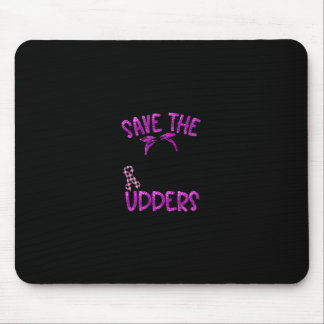 Save The Udders Cow Lady Plaid Ribbon Breast Cance Mouse Pad