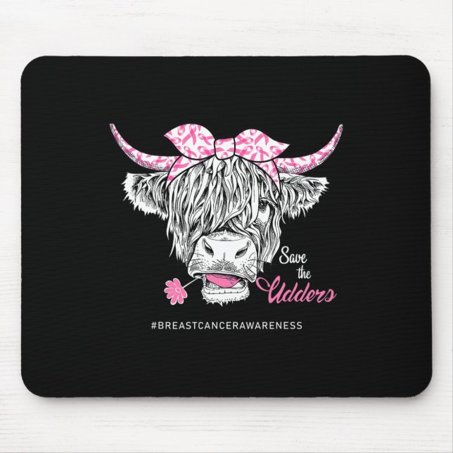 Save The Udders Heifer Cow Breast Cancer Awareness Mouse Pad (Front)