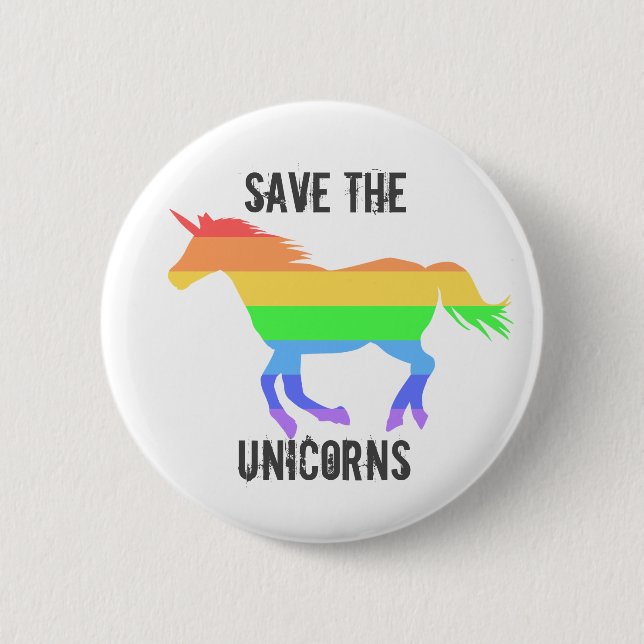 Save The Unicorns Pinback Button (Front)
