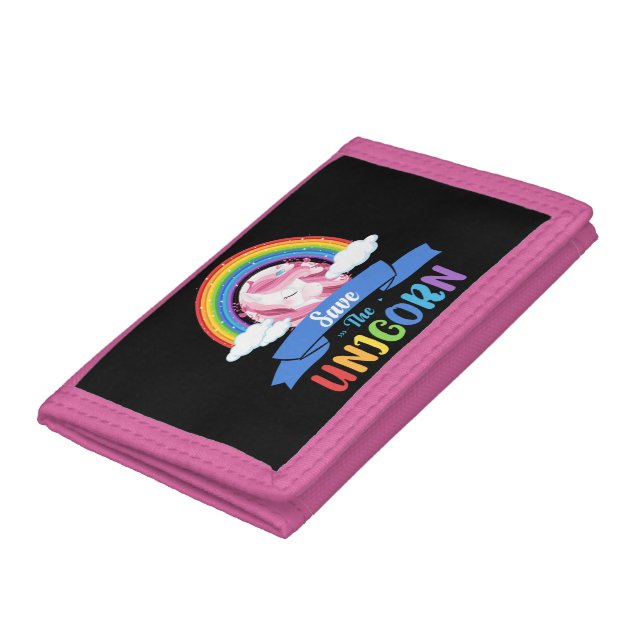 Save the Unicorns  Pink Trifold Wallet (Bottom)