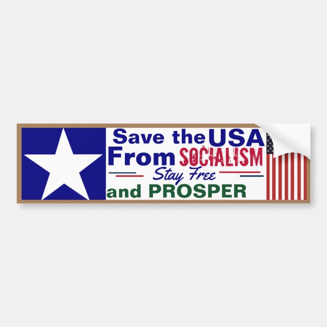 Save the USA from Socialism  Bumper Sticker (Front)