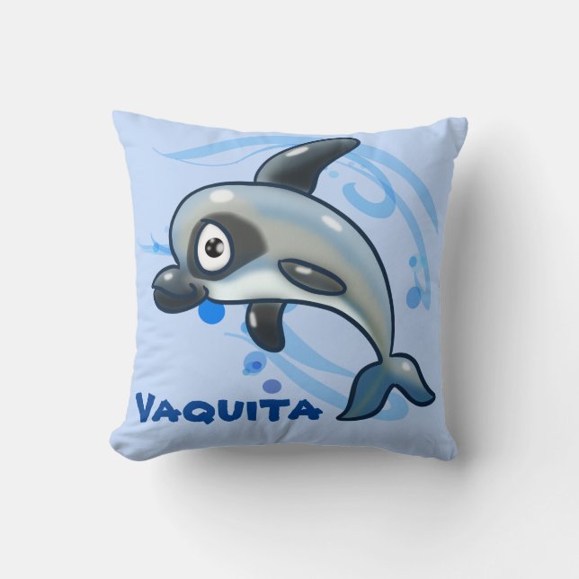 Save The Vaquita! Throw Pillow (Front)