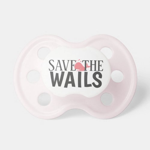 Save the Wails Whale Baby Girl Pink Pacifier