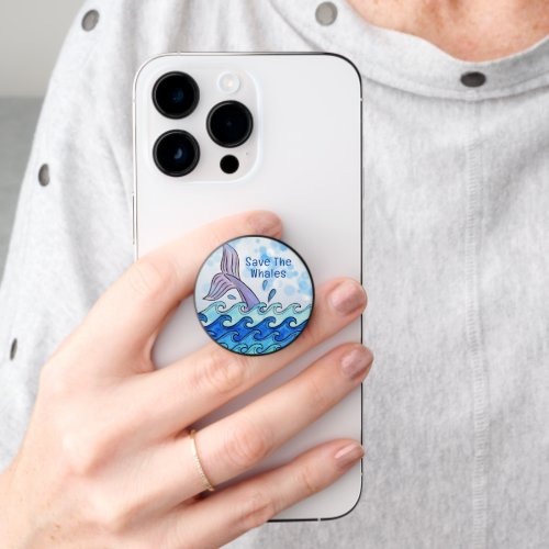 Save The Whale Tail Ocean Water Waves PopSocket