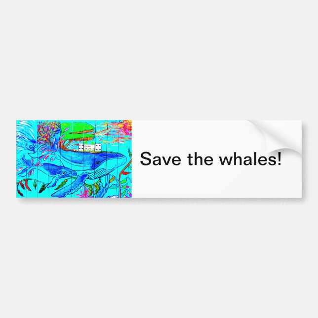 save the whales bumper sticker (Front)