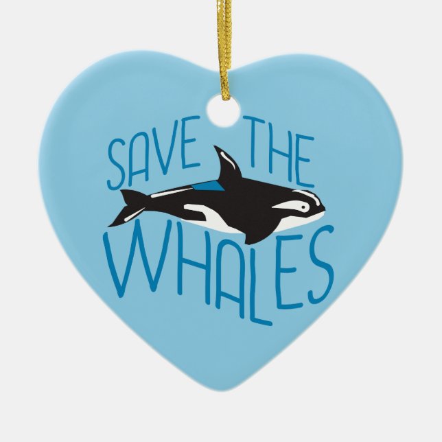 Save the Whales Ceramic Ornament (Front)