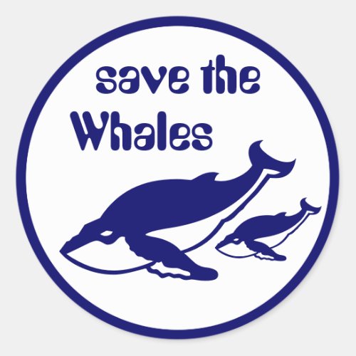 Save the Whales Classic Round Sticker