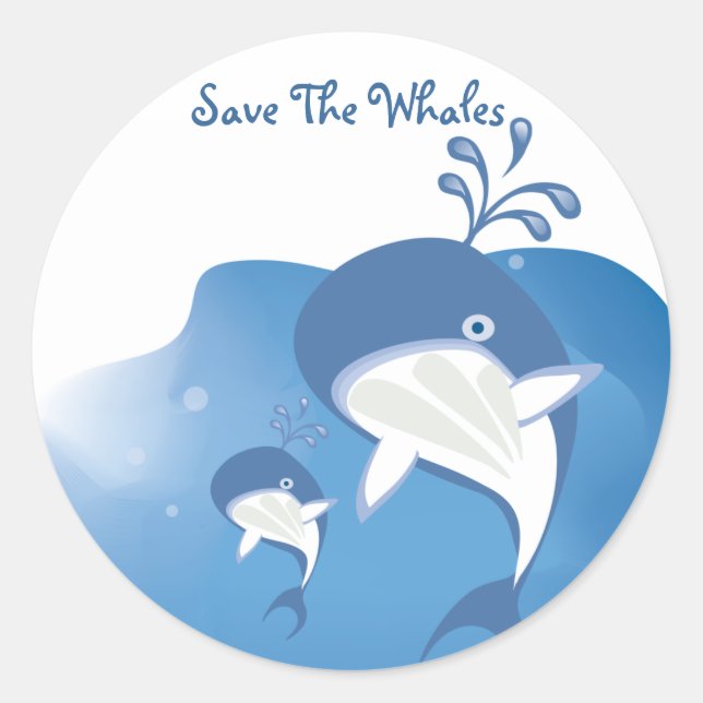 Save The Whales Classic Round Sticker (Front)