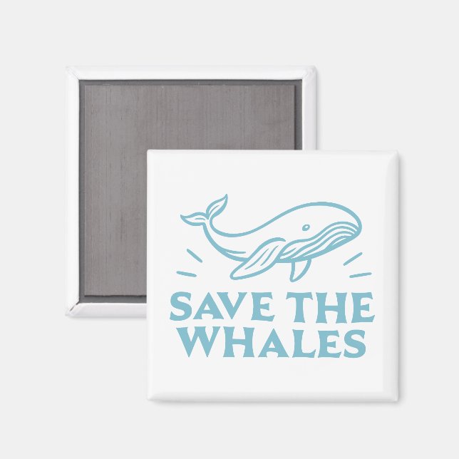 Save the whales cute retro aesthetic magnet (Front/Back)