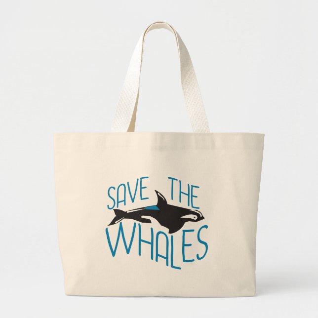 Save the Whales Large Tote Bag (Front)