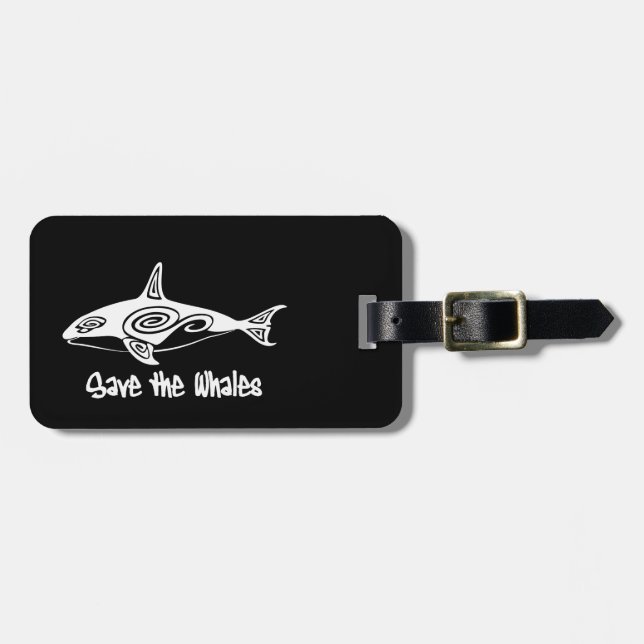 Save the Whales Luggage Tag (Front Horizontal)