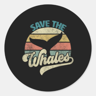 Save The Whales Retro Classic Round Sticker