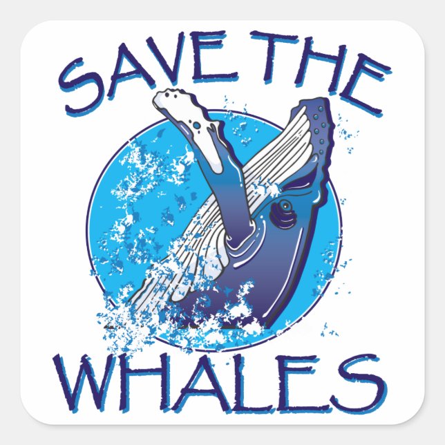 Save the Whales Square Sticker (Front)