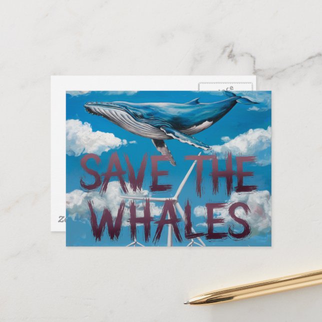 Save The Whales Windmill Energy Postcard (Front/Back In Situ)