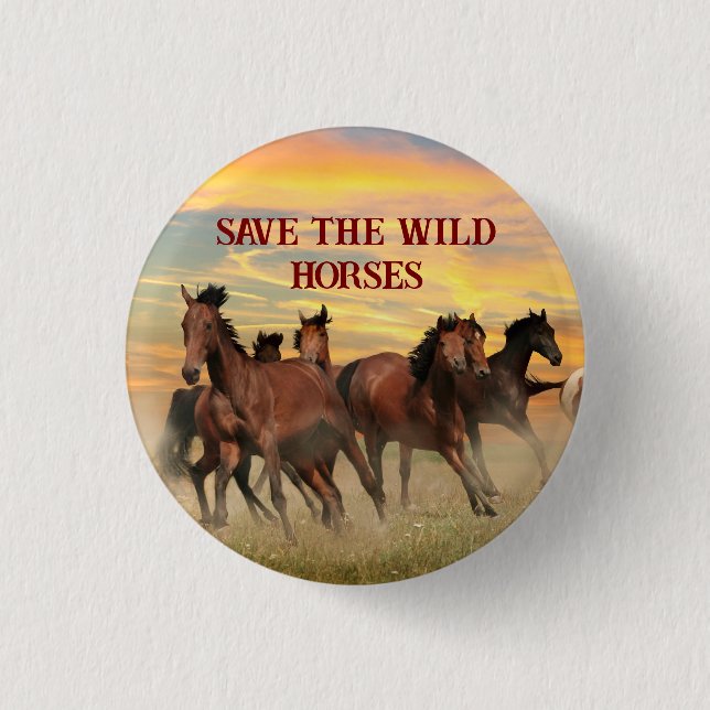Save The Wild Horses Button (Front)