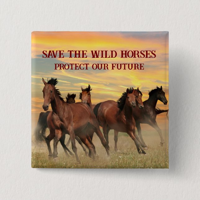 Save The Wild Horses Button (Front)