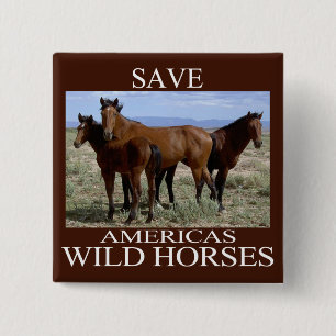 Save the Wild Horses Pinback Button