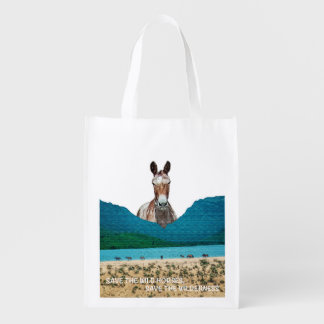 Save the Wild Horses, Save the Wilderness Grocery Bag