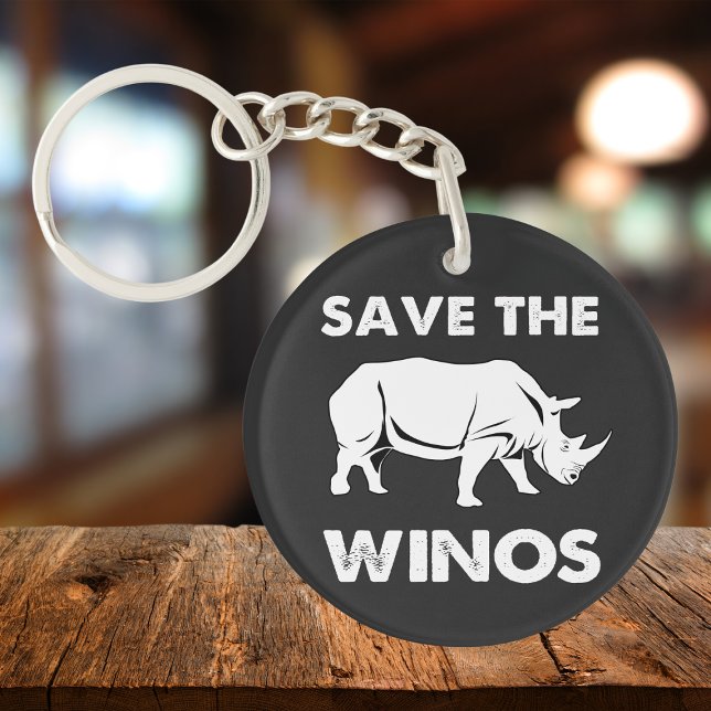 "Save the Winos" Funny Rhino Keychain (Save the winos keychain)