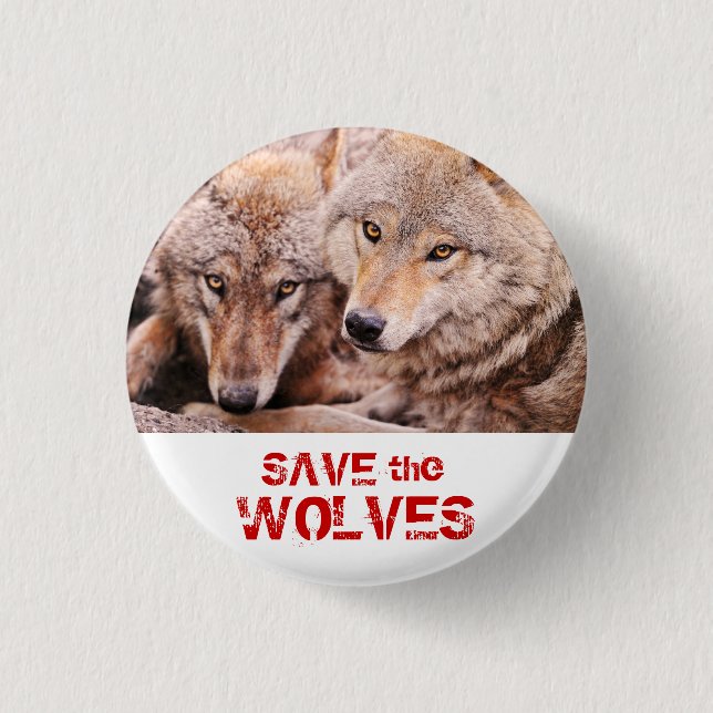 Save the Wolves Button (Front)
