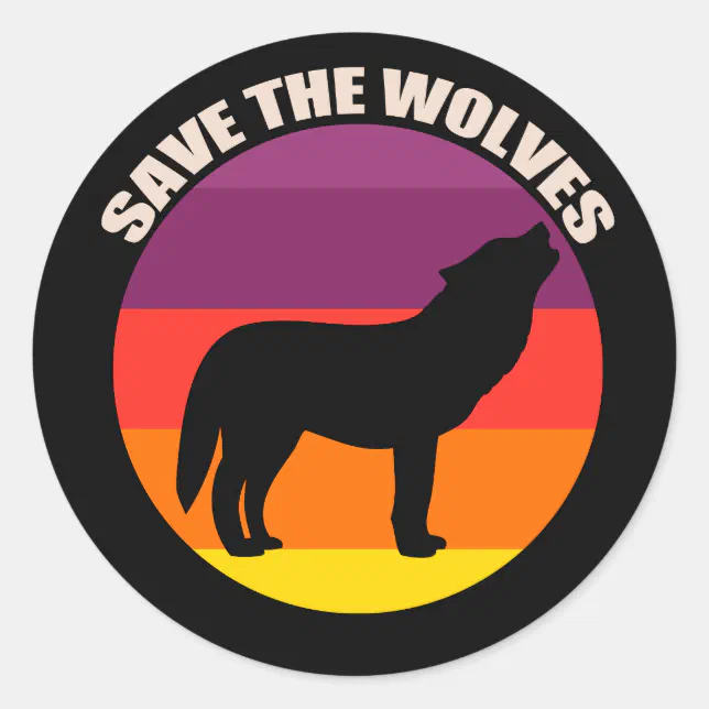Save the Wolves Classic Round Sticker | Zazzle