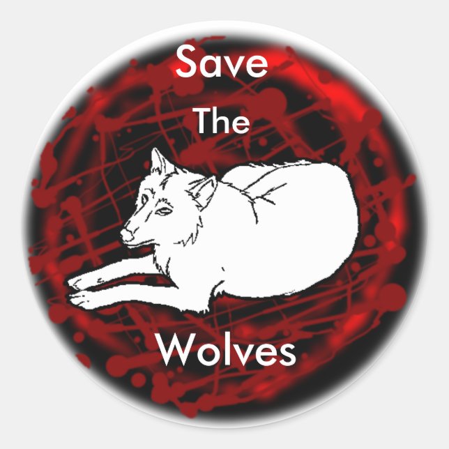 save the wolves classic round sticker (Front)