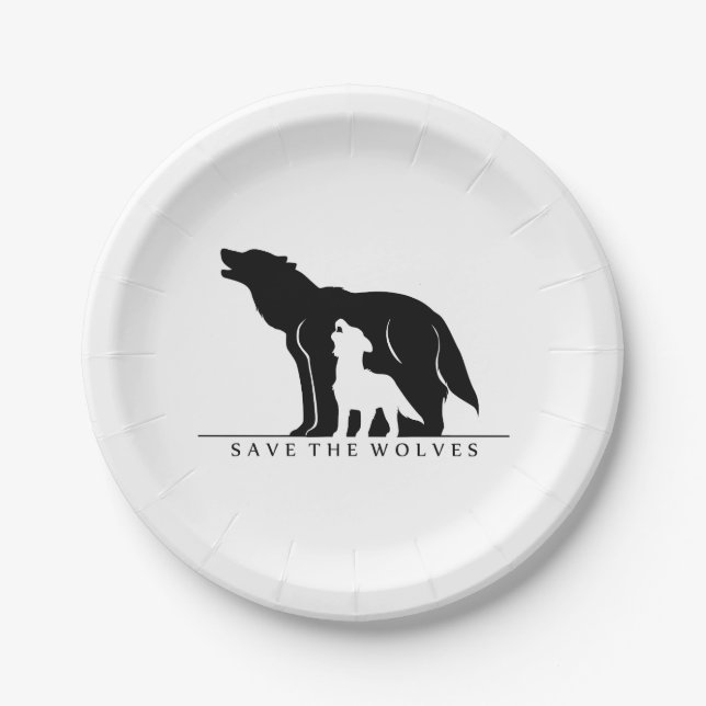 Save the Wolves Paper Plates (Front)
