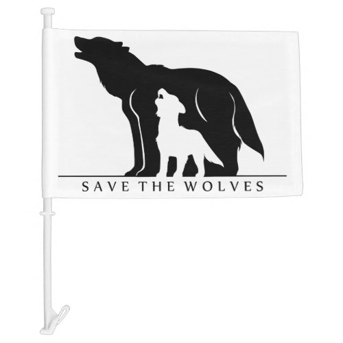 Save the Wolves white ver Car Flag