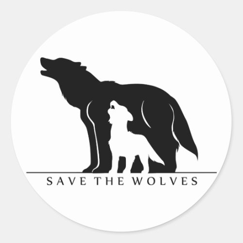 Save the Wolves white ver Classic Round Sticker