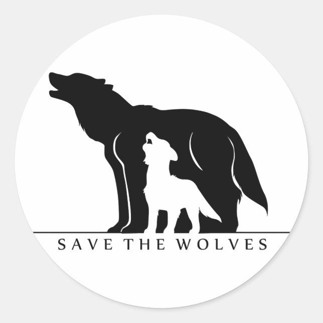 Save the Wolves (white ver.) Classic Round Sticker (Front)
