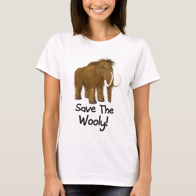 "Save The Wooly" Wooly Mammoth T-Shirt (Front)
