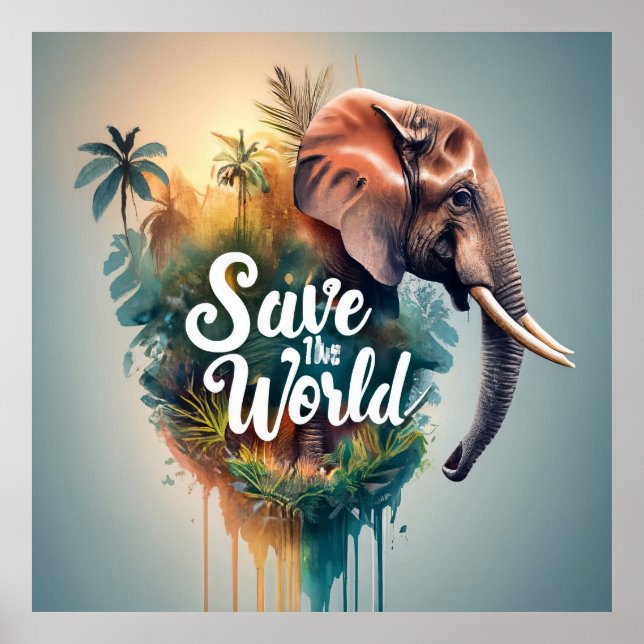 Save the world, endangered animal species poster (Front)