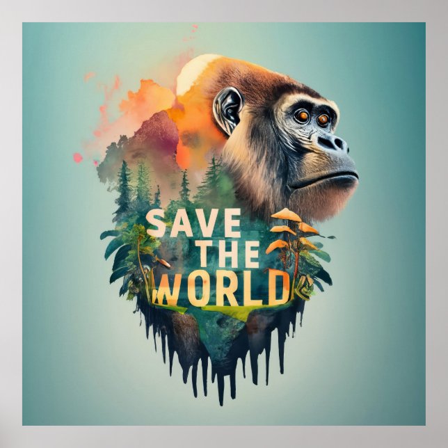 Save the world, endangered animal species poster (Front)