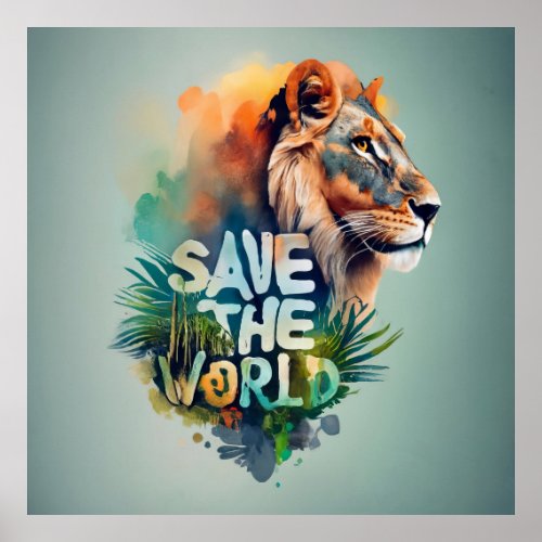 Save the world endangered animal species poster