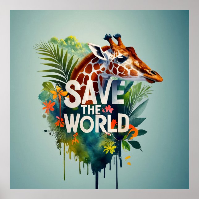 Save the world, endangered animal species poster (Front)
