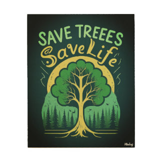 Save Trees Save Life Wood Wall Art