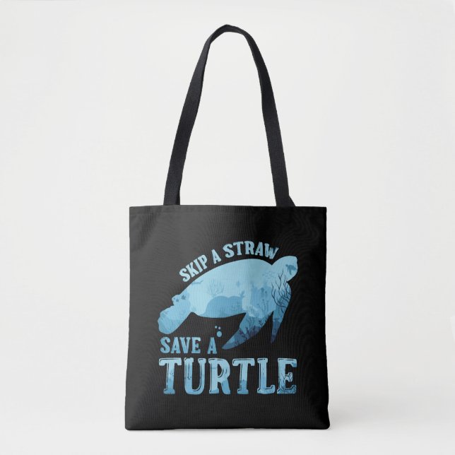 Save Turtle Save Nature Oceans Day Earth Day Tote Bag (Front)
