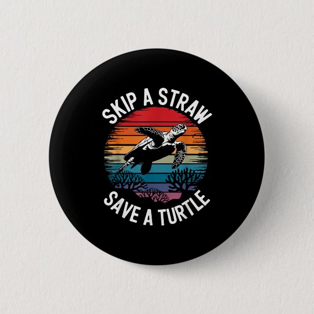 Save Turtles Sea Ocean Turtle Shirt  Button (Front)