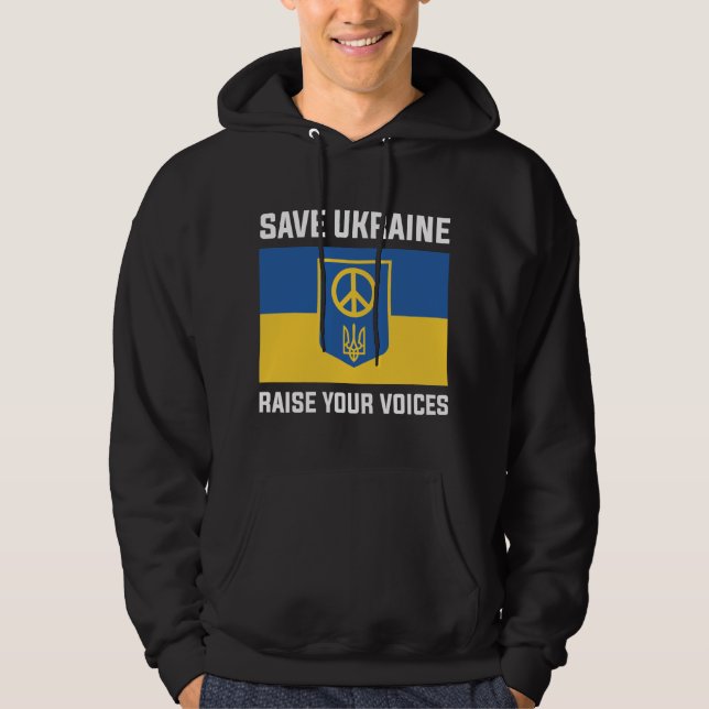 Save Ukraine Raise Your Voices Hoodie (Front)