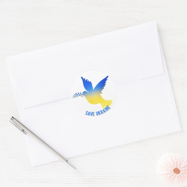 Save Ukraine Round Sticker (Envelope)